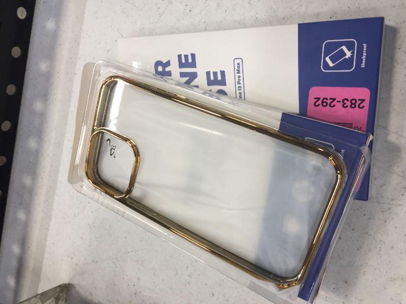 Photo 1 of 2pck, iphone 13 pro max, clear case with gold borders