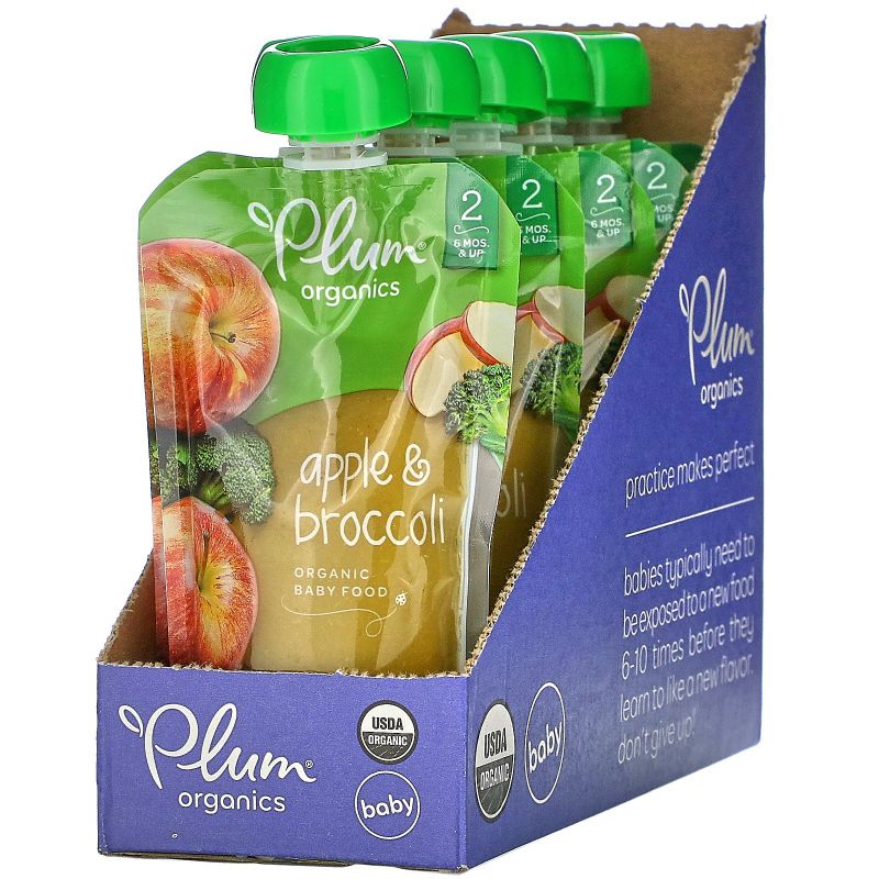 Photo 1 of Plum Organics Stage 2 Organic Baby Food, Apple & Broccoli, 4 Ounce Pouch (2 boxes of 6)