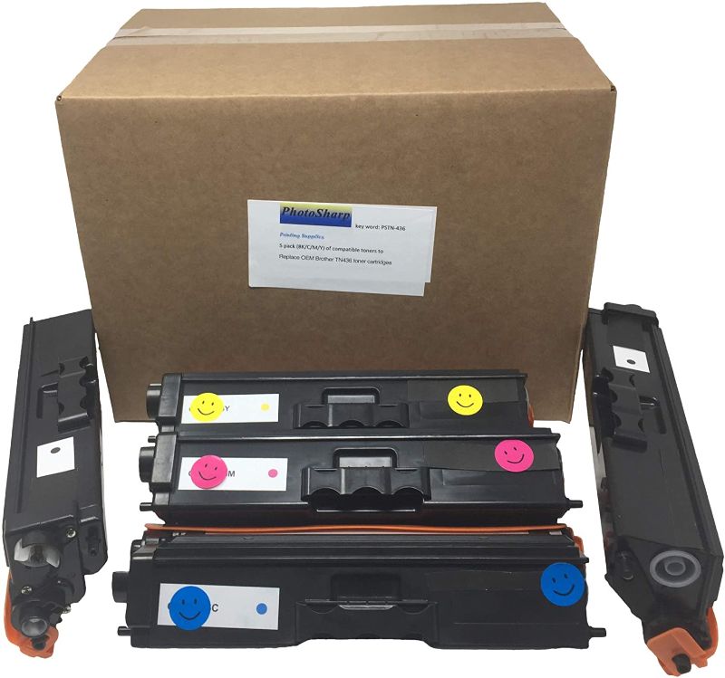 Photo 1 of 5 Generic MFC-8900CDW/L8900CDW TN436/TN433/TN431 Ink Toner Cartridge Replacement for Brother TN-436BK /436C/436M/436Y (2 BK Black/C Cyan/M Magenta/Y Yellow) MFC8900 CDW Color All in one Laser Printer