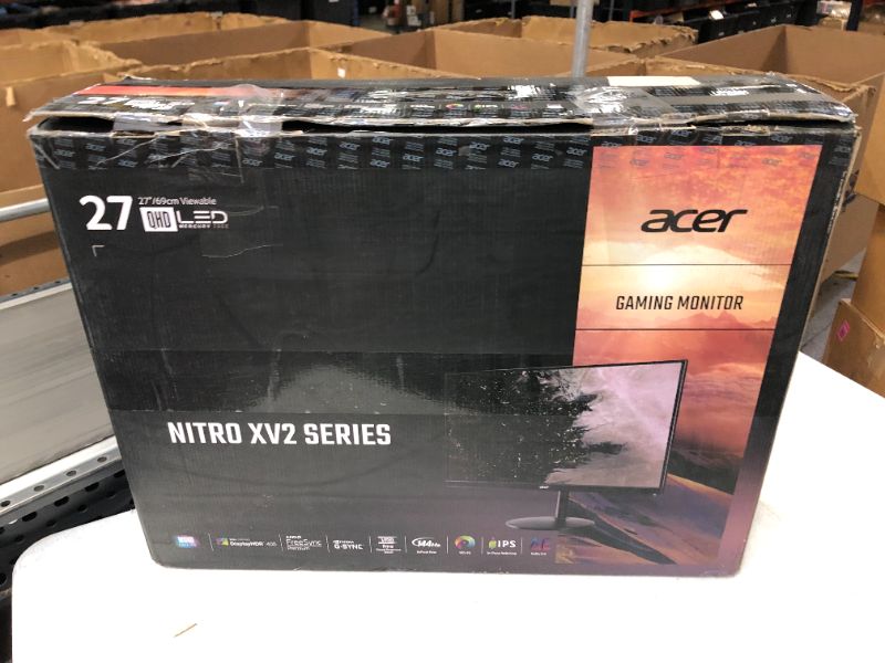 Photo 1 of Acer Nitro XV272U Pbmiiprzx 27" WQHD (2560 x 1440) IPS G-SYNC Compatible Monitor, 144Hz, 1ms VRB, VESA Certified DisplayHDR400, DCI-P3, Delta E<2
