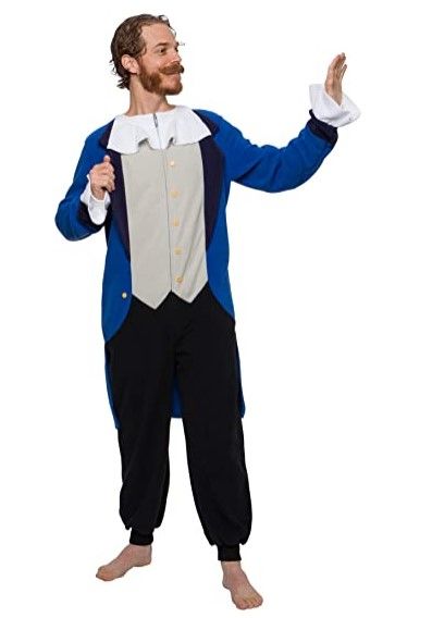 Photo 1 of 2 pack, FUNZIEZ! Colonial Pilgrim Costume - Adult One Piece- Patriot Pajamas (Blue XL)