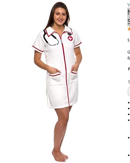 Photo 1 of 3 pack, Nurse Slim Fit Costume Pajamas - Slim Fit One Piece Novelty Scrub Costume Dress by FUNZIEZ! Xsmall