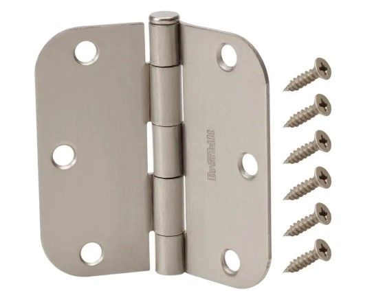 Photo 1 of 5 pack, 3 in. 5/8 in. Radius Satin Nickel Door Hinge
