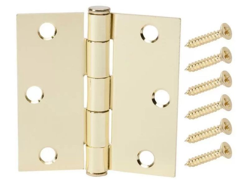 Photo 1 of 5 pack, Everbilt 3-1/2 in. Satin Brass Square Corner Door Hinge