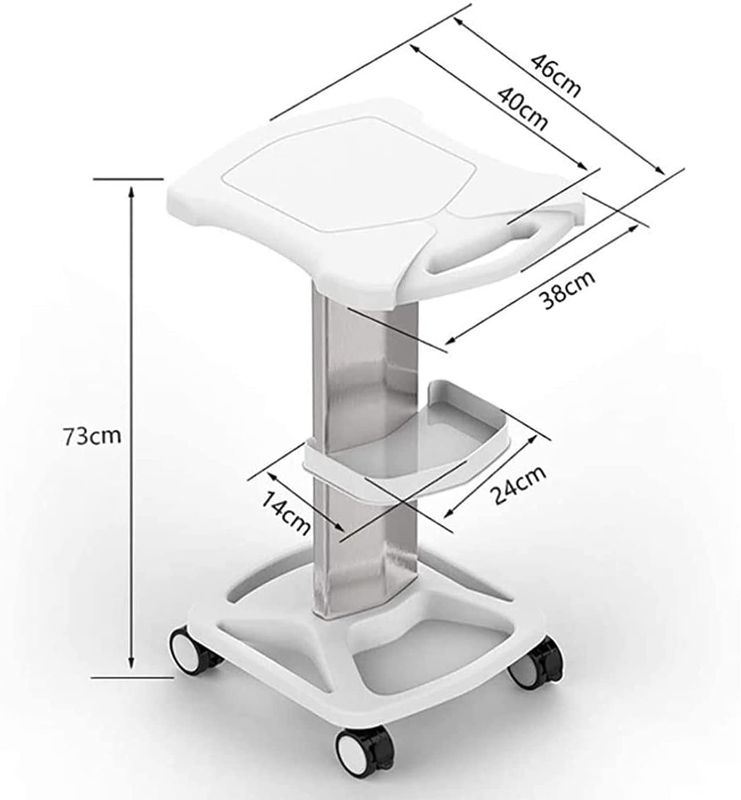 Photo 1 of (only parts)Salon Trolley Cart - Aluminum Mobile Trolley Stand Medical Rolling Carts for Ultrasonic Cavitation RF Machine Manicure Spa Shelf (White)
