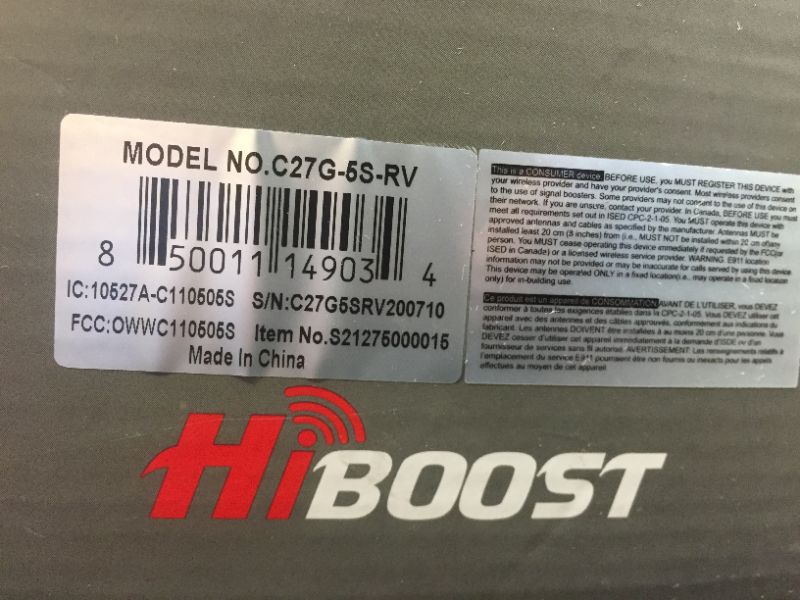 Photo 11 of HiBoost Travel 4G 2.0 RV LTE Car Cell Phone Signal Booster Kit | C27G-5S-BTW-RV(damaged package, but item inside is good condition)
