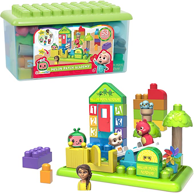 Photo 1 of CoComelon Patch Academy, 53 Large Building Blocks Includes 6 Character Figures, by Just Play