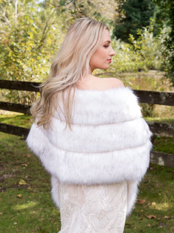 Photo 1 of White faux fur stole bridal wrap white
