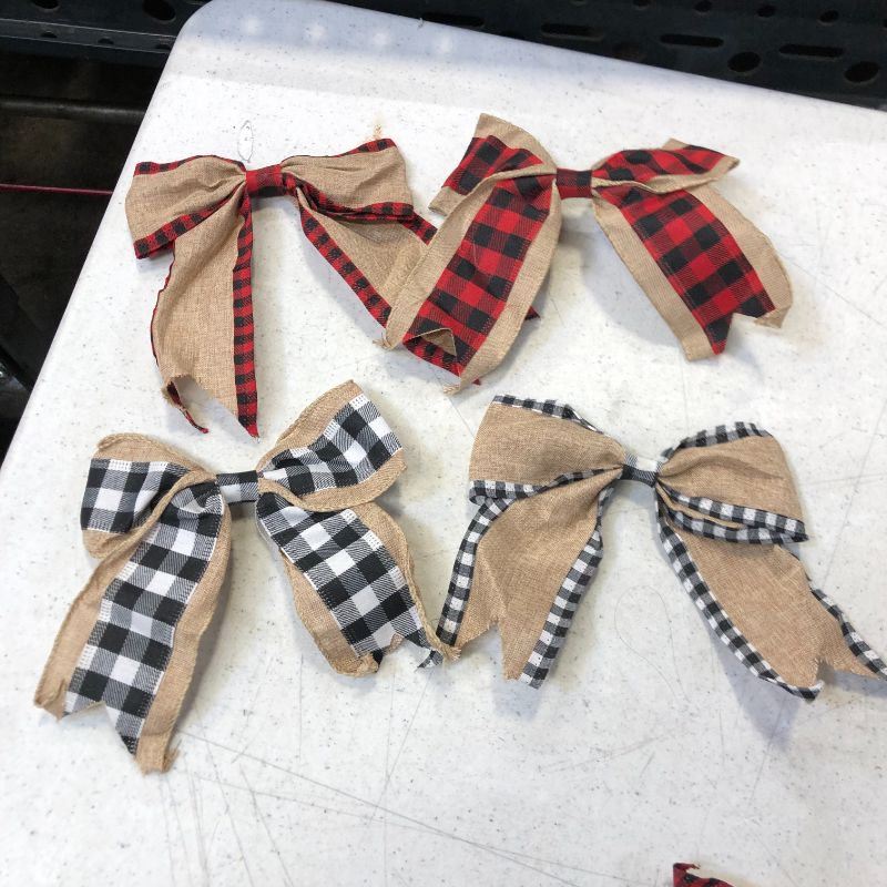 Photo 1 of 20 pcs plaid black white and red bows