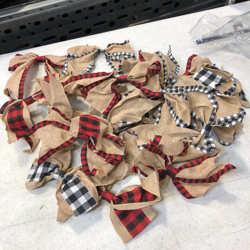 Photo 2 of 20 pcs plaid black white and red bows