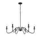 Photo 1 of 34 in. 6-Light Modern Chandelier Black Candlestick Farmhouse Chandelier Kitchen Island Pendant Lighting
