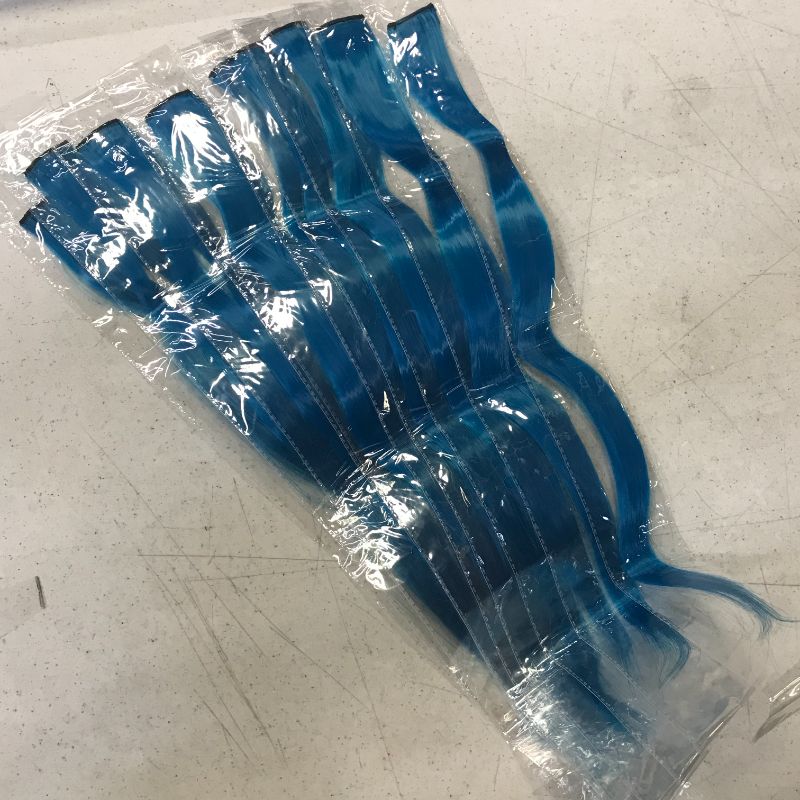 Photo 1 of  10 pcs, 22" blue clip in hair extensions - great quality