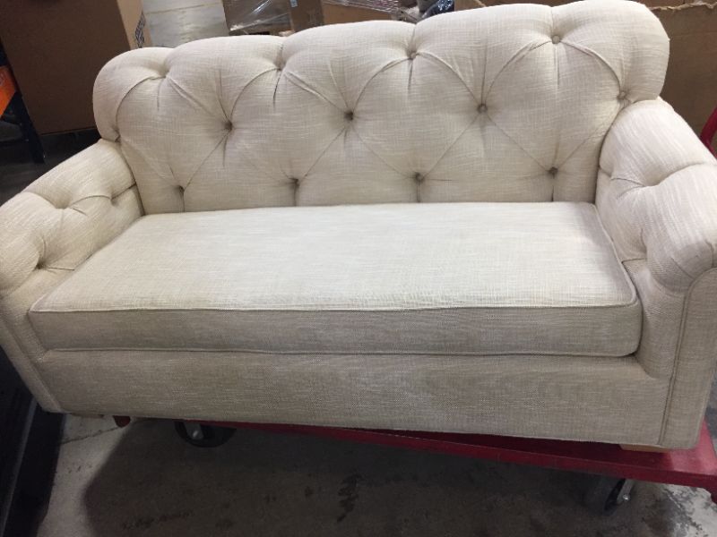 Photo 7 of 2 SEAT LOVESEAT FABRIC CREME COLOR 34L X 71W X 33H INCHES (COUCH ONLY)

