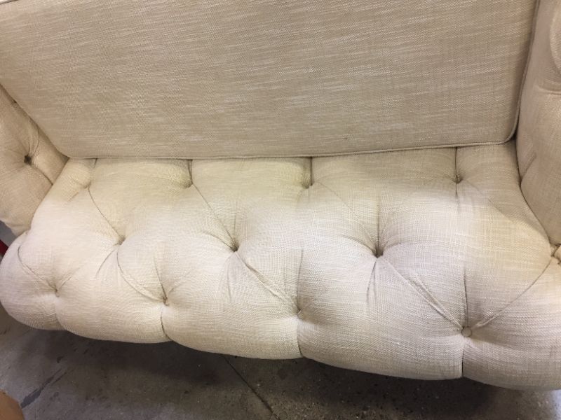 Photo 3 of 2 SEAT LOVESEAT FABRIC CREME COLOR 34L X 71W X 33H INCHES (COUCH ONLY)
