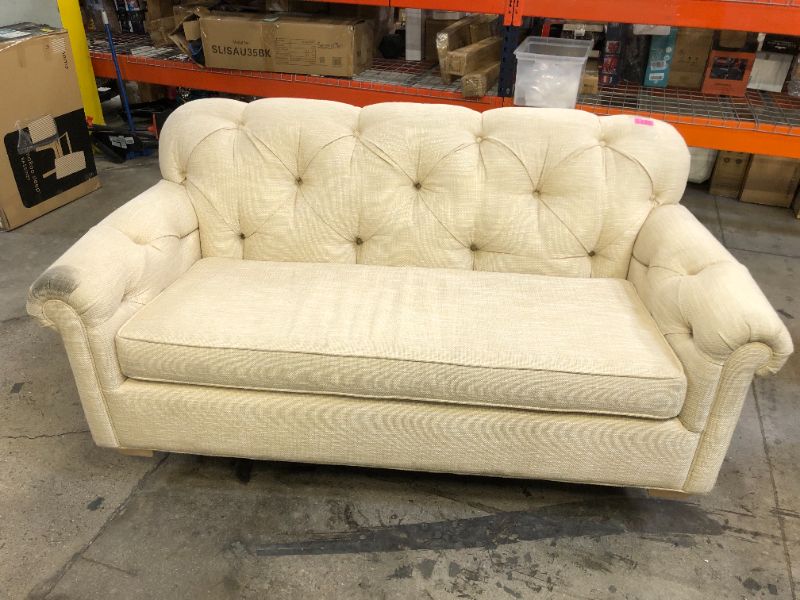 Photo 1 of 2 SEAT LOVESEAT FABRIC CREME COLOR 34L X 71W X 33H INCHES (COUCH ONLY)
