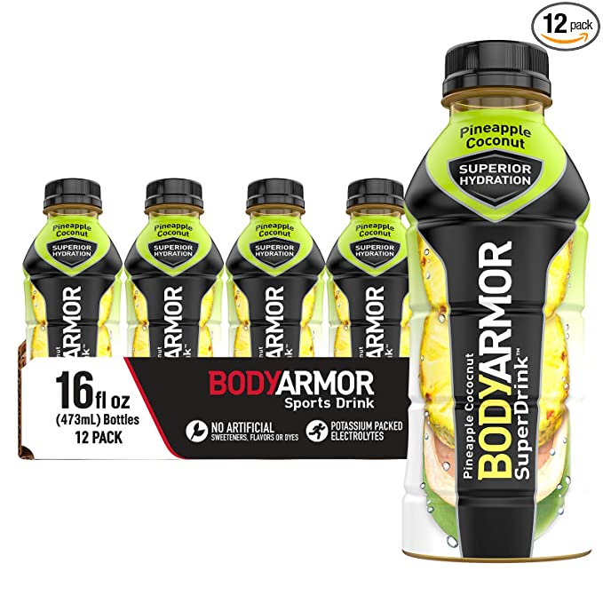 Photo 1 of BODYARMOR Sports Drink Sports Beverage, Pineapple Coconut, Natural Flavors With Vitamins, Potassium-Packed Electrolytes, No Preservatives, Perfect For Athletes, 16 Fl Oz (Pack of 12)
