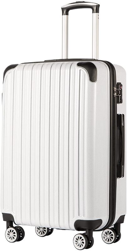 Photo 1 of Coolife Luggage Expandable(only 20") Suitcase PC+ABS Spinner 20in  Carry on (white, navy blue)(20in)_carry on)
