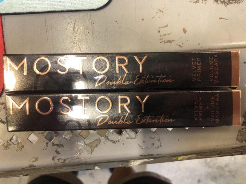 Photo 1 of 2x MOSTORY Mascara Black volume and length - Waterproof White Fiber Primer 2 in 1 Eye Makeup Set with Double Lash Extensions, 1 Count-2 Mascara Wands
