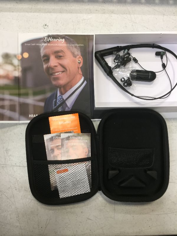 Photo 9 of Jabees Hearing Amplifier for Adults and Seniors - PSAP Bluetooth Rechargeable Hearing Aid - Use BHearing Headphones for a Crystal Hearing, Noise Reduction, Feedback Cancellation, Dual Microphones *** FACTORY SEALED BUT PACKAGING IS STICKY***
