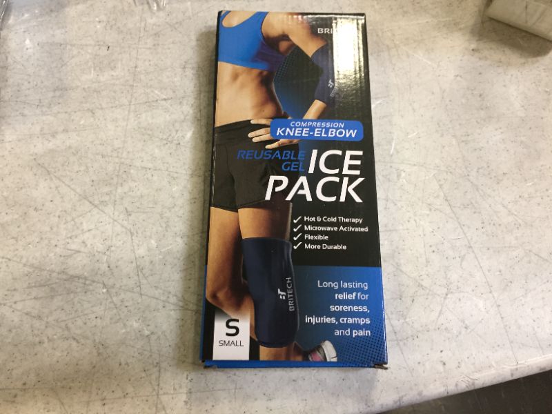 Photo 2 of Britech Elbow & Knee Ice Pack for Injuries Reusable Compression Sleeve – Knee Brace for Knee Pain, Elbow Pain, Ankle & Calf – Flexible Gel Cold Wrap for Recovery for Meniscus, ACL, MCL, Bursitis Pain Relief (Small)
