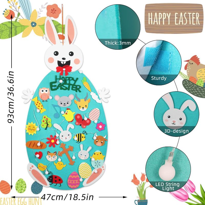 Photo 1 of Easter Decorations, Easter Crafts Felt Tree for Kids Toddlers with Ball Lights + 30 Ornaments, DIY Felt Tree Set Easter Decor, Easter Games Gifts for Kids Toddlers Teens
