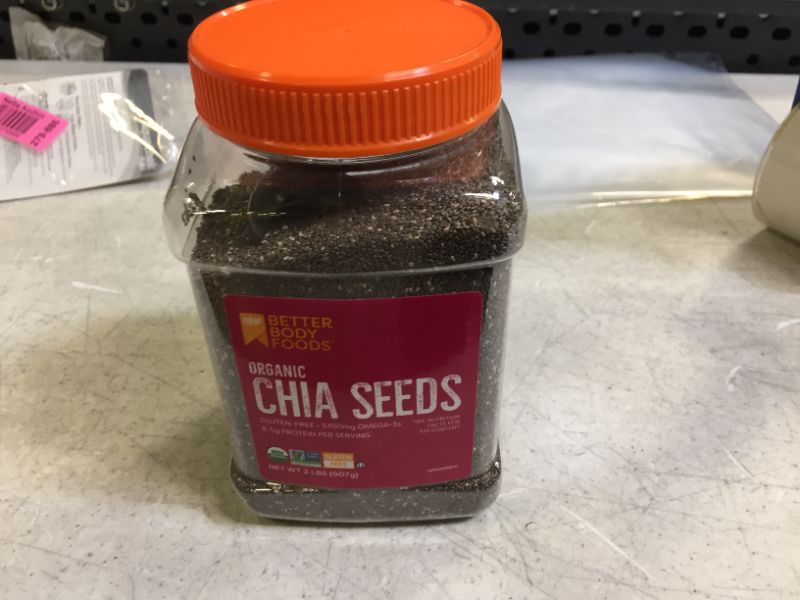 Photo 2 of BetterBody Foods Organic Chia Seeds with Omega-3, Non-GMO, Gluten Free, Keto Diet Friendly, Vegan, Good Source of Fiber, Add to Smoothies, 2 lbs, 32 Oz --- bb 01 28 2022
