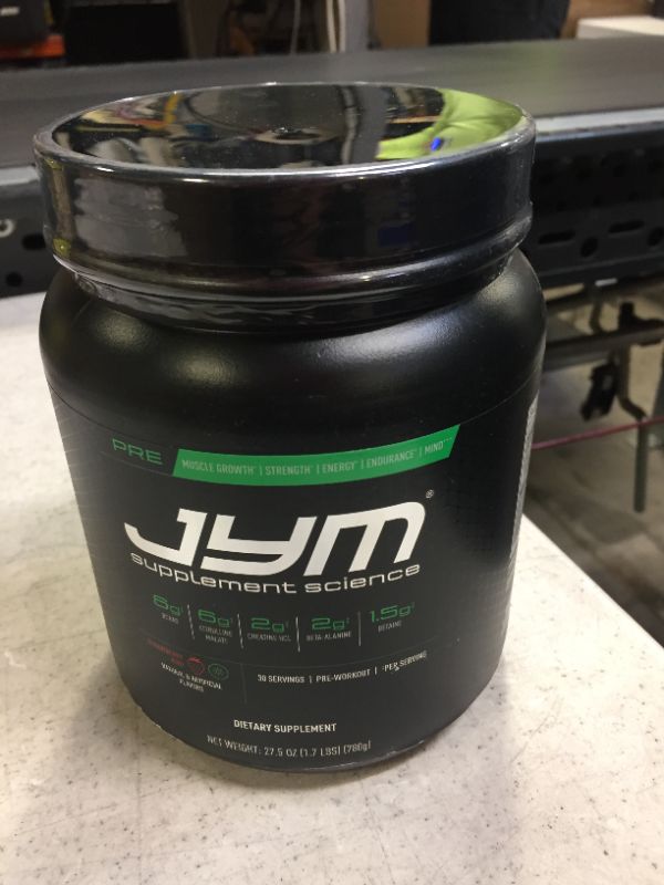 Photo 2 of JYM Supplement Science, Pre JYM, High-Performance Pre-Workout, Strawberry Kiwi, 1.7 lbs (780 g)
Best By: Dec 30, 2021