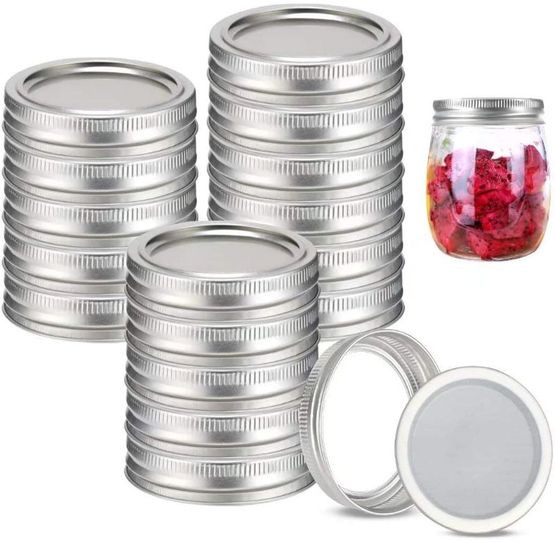 Photo 1 of 48pcs/24Set Regular Mouth Canning Lids Bands Split-Type for Mason Jar Canning Lids (silver)
