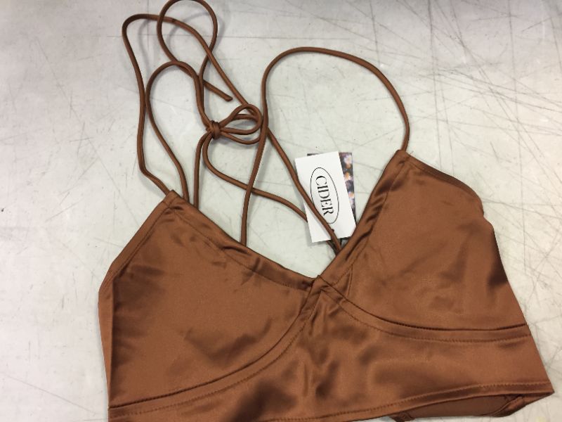 Photo 1 of womens strap top color dark brown/bronze size small