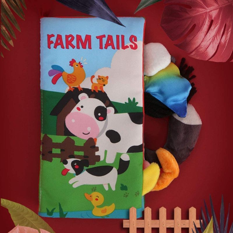 Photo 1 of beiens Baby Books Toys, Touch and Feel Crinkle Cloth Books for Babies, Infants & Toddler, Early Development Interactive Car & Stroller Soft Toys for Boys & Girls (Farm Tails-1 Book)
