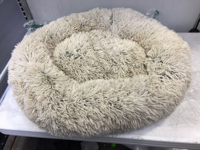 Photo 1 of 27 x 23 inches oval dog bed color beige black mix 