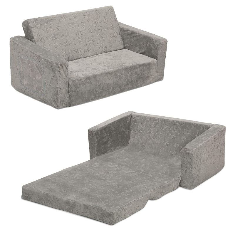 Photo 1 of Wide Convertible Sofa to Lounger, Comfy 2-in-1 Flip Open Couch/Sleeper for Kids, Grey---NO BOX---17"D x 30"W x 15"H