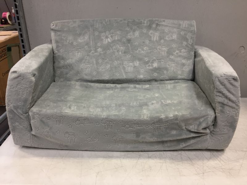 Photo 2 of Wide Convertible Sofa to Lounger, Comfy 2-in-1 Flip Open Couch/Sleeper for Kids, Grey---NO BOX---17"D x 30"W x 15"H