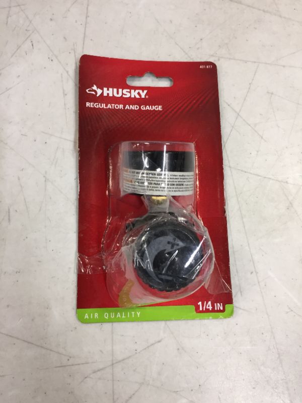 Photo 2 of Husky 1/4 in. Black Air-Compressor Regulator with Gauge