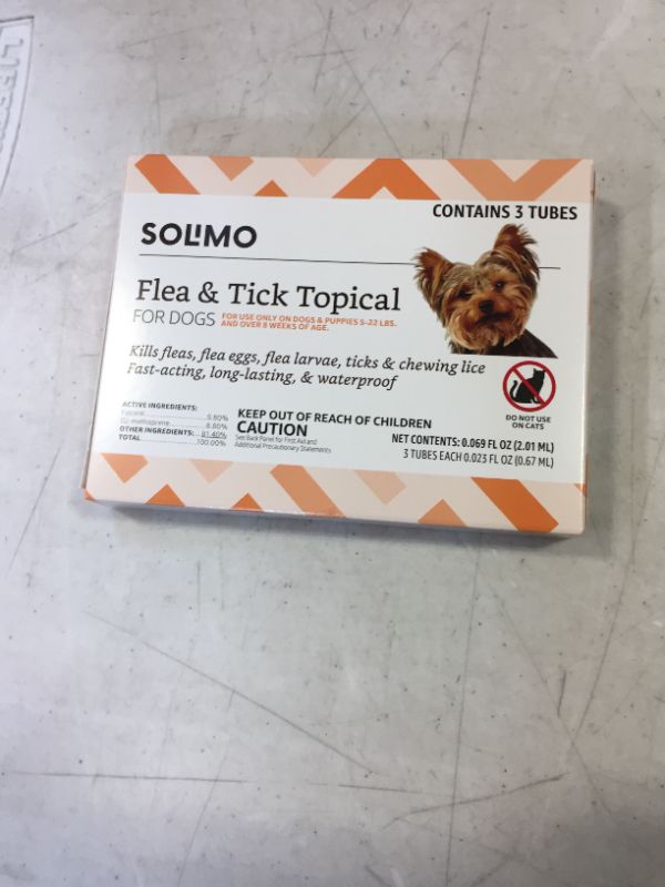 Photo 2 of Amazon Brand - Solimo for Dogs Small Dog (4-22 pounds) Flea and Tick Treatment, 3 Doses
