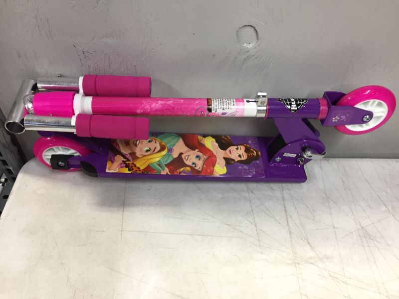 Photo 2 of Huffy Disney Princess Girls' Inline Folding Kick Scooter, Pink
