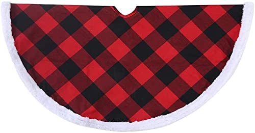 Photo 1 of Buffalo Plaid Black&red Decorative Tree Skirt Rustic Farmhouse Xmas Decorations Home Decor---SET OF 2---Size: 36"