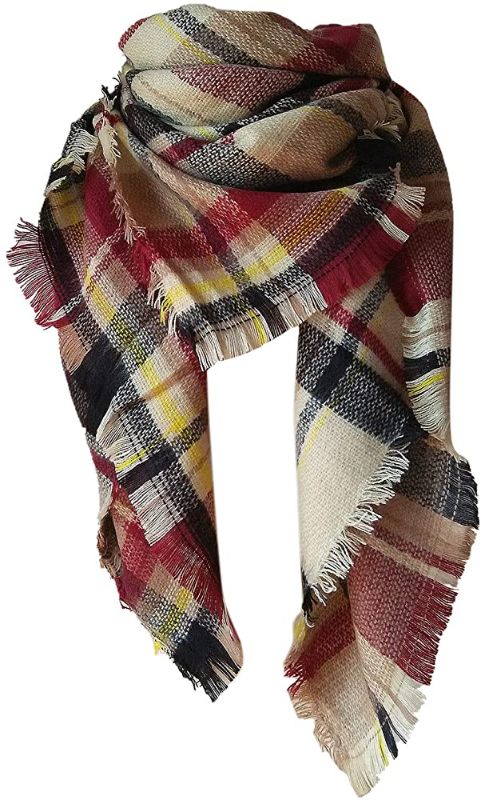 Photo 1 of CHALIER PLAID BLANKET SCARF FOR WOMEN-CHUNKY OVERSIZED SCARF