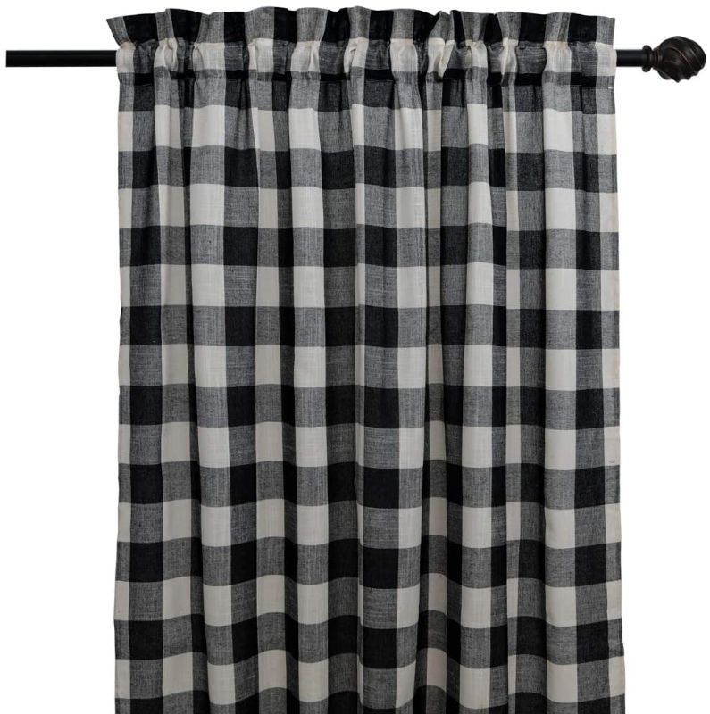 Photo 1 of Creativesfun Farmhouse Light-Filtering Rod Pocket Buffalo Check Plaid Gingham Window Curtain Treatments (Black & White, Panel ?W53 X L108-INCH )
