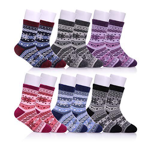 Photo 1 of FNOVCO Children's Winter Warm Wool Socks Kids Boys Girls Animal Socks 6 Pairs fits toddlers 1 - 3 yrs 
