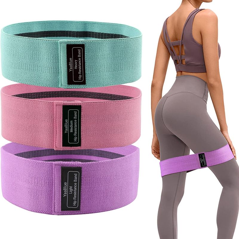 Photo 1 of YaaBlue Upgraded Resistance Bands for Legs and Butt, Elastic Fabric Workout Booty Bands for Women and Men, Non Slip Exercise Bands

