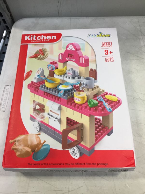 Photo 1 of 116 Pcs Building Blocks Toy Set, Mini House Kitchen Foods Dining Cart STEM Stacking Bricks, Christmas Birthday Gifts for Toddlers Kids Boys Girls Age 3 4 5 6 7 8 9+
