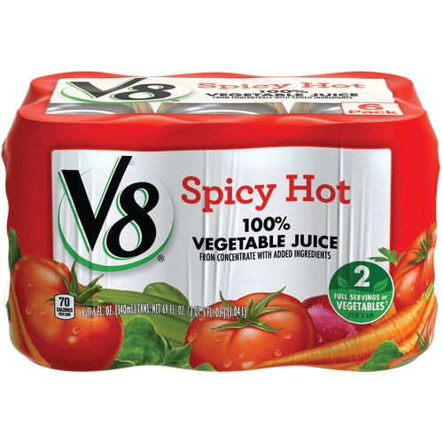 Photo 1 of (12 Cans) V8 Original Spicy Hot 100% Vegetable Juice, 11.5 Oz. 4 pk bb oct 05 2022
