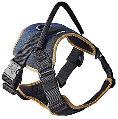 Photo 1 of PET OPT Adjustable Dog Vest Harness,Denim Escape Proof Puppy Harness with Handle, Easy to Put on & Take Off large 
