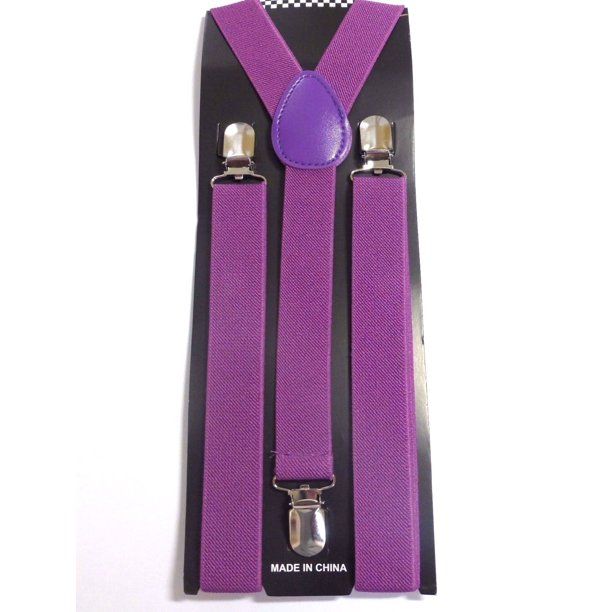 Photo 1 of Purple Mens Womens Clip-on Suspenders Elastic Y-Shape Adjustable Braces Y-Back Wedding Prom