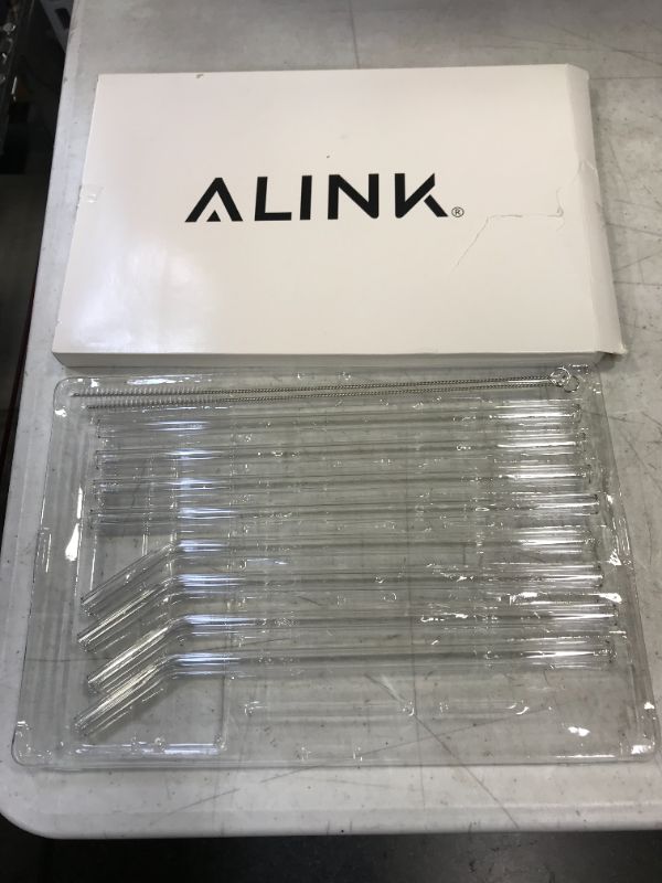 Photo 2 of ALINK Glass Smoothie Straws, 10" x 10 mm Long Reusable Clear Drinking Straws, Pack of 8 with 2 Cleaning Brush,