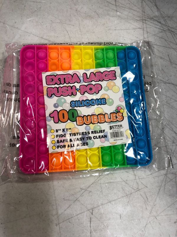 Photo 2 of Silicone Push Pop Extra Large, 100 Bubbles, Sensory Fidget Toy, 8" x 8" Square (10 x 10 Bubbles), Stress Reliever, Hot Neon Bright Colors, by Better Office Products (XL Silicone Pop Toy)