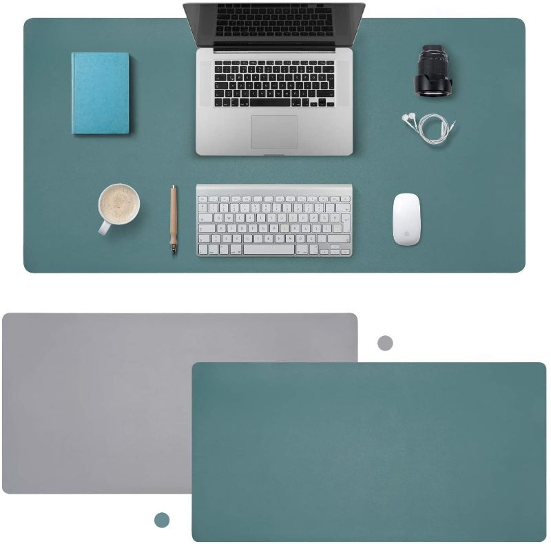 Photo 1 of VARWANEO Large Leather Desk Pad,Waterproof Desk Mat 32"x16" Dual Sided PU Mouse Pad Oil-Proof Desk Protector Keyboard Pad Table Writing Mat for Office, Home