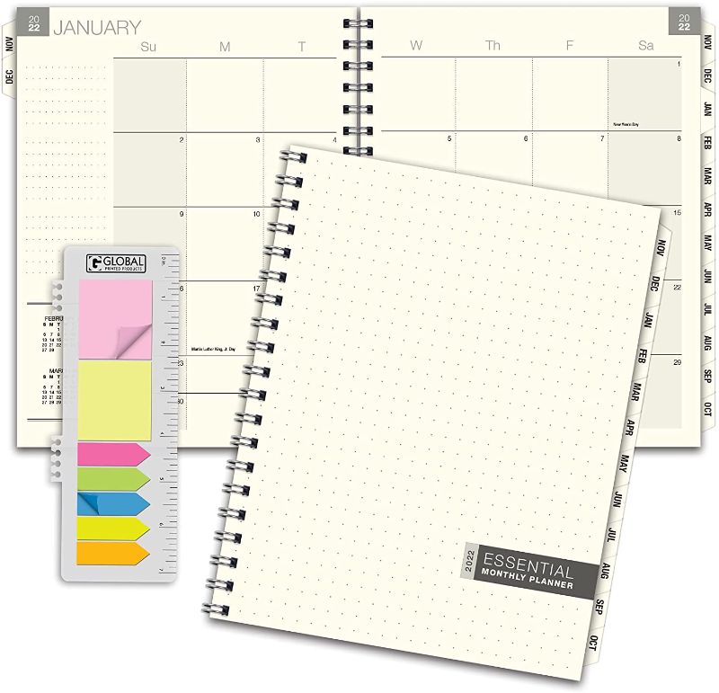 Photo 1 of Essential 8.5x11 Monthly 2022 Planner - 14 Months with tabs (November 2021 Through December 31, 2022) - Professional, Simple, Easy-to-Use Design. Frosted Vinyl Covers for Extra Protection.