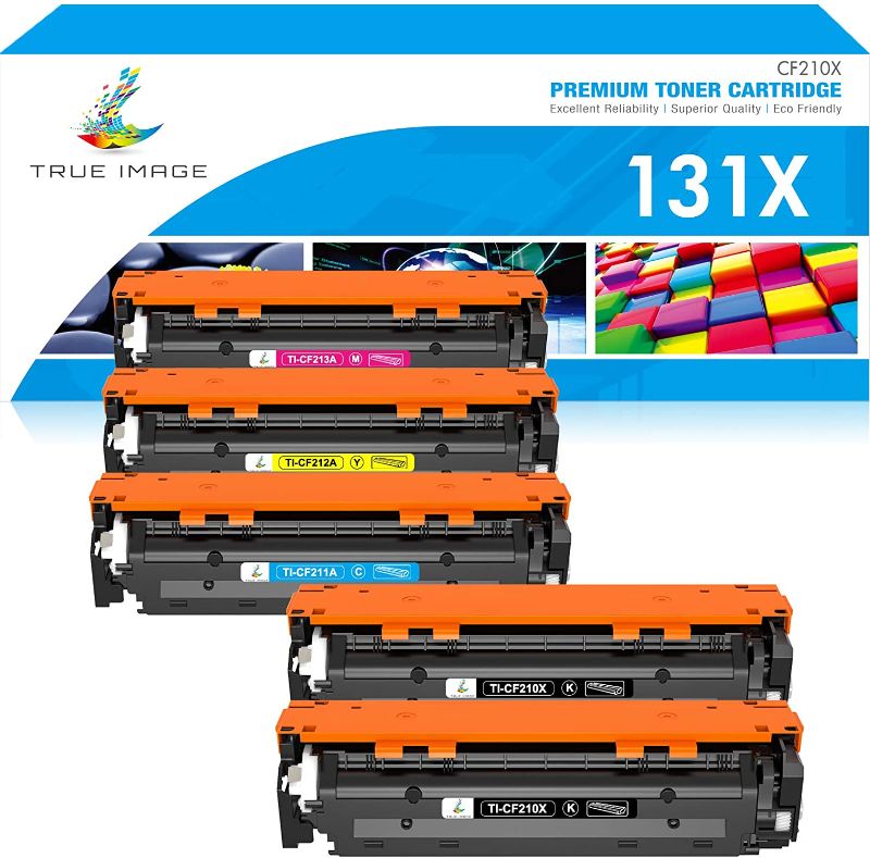 Photo 1 of TRUE IMAGE Compatible Toner Cartridge Replacement for HP 131A 131X Pro 200 Color M251nw M251n MFP M276nw M276n CF210X CF210A CF211A CF212A CF213A Printer (Black Cyan Yellow Magenta, 5-Pack)